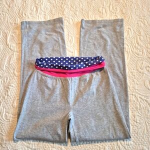Garnet Hill girls size 10 gray yoga pants, fold over top GUC